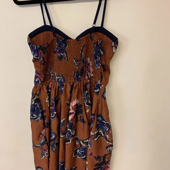 Band Of Gypsies Mini Dress Corset Dark Floral Boho Fairy Romantic Resort SZ S - Picture 3 of 10